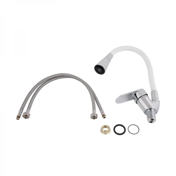 Змішувач для кухні Lidz Tani 008F3 з гнучким виливом (k40) LDTAN008F3WCR37037 White / Chrome
