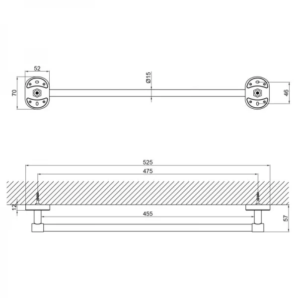 Держатель для полотенца Lidz Oreo 0100 55 см LDORE0100CRM37457 Chrome