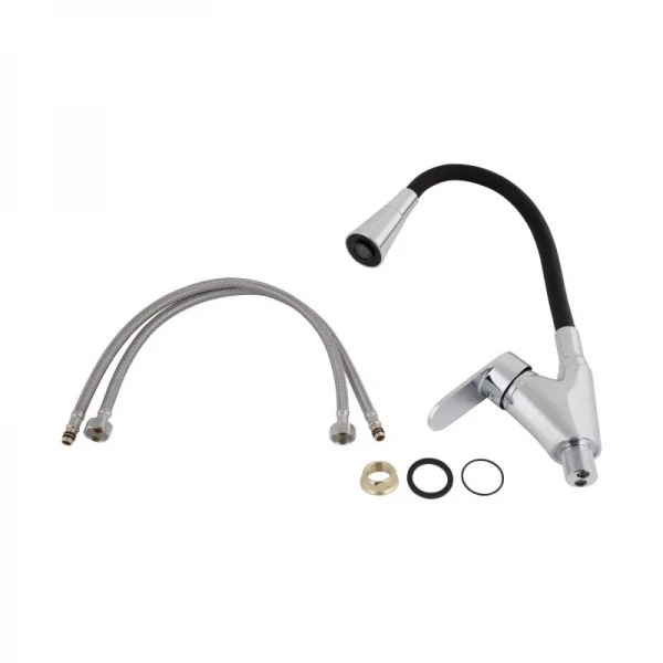 Змішувач для кухні Lidz Tani 007F3 з гнучким виливом (k40) LDTAN007F3BCR37649 Black / Chrome