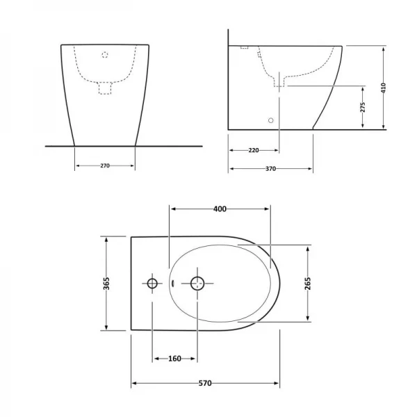 Биде напольное Qtap Robin 565x360x405 Matt black QT13442141CMB