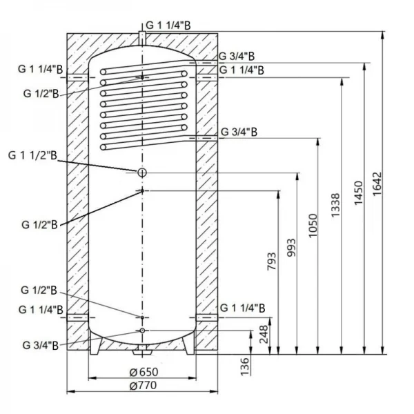 Теплоаккумулятор Thermo Alliance TAI-10 500 с теплообменником 1,4 кв. м с изоляцией 60 мм