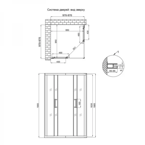 Душевая кабина Qtap Taurus CRM1011SC6 100x100 см, стекло Clear 6 мм, покрытие CalcLess без поддона
