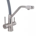 Змішувач для кухні Lidz Aria 020F3 з гнучким виливом з підключенням для питної води (k35) LDARI020F3GNK39211 Grey / Nickel