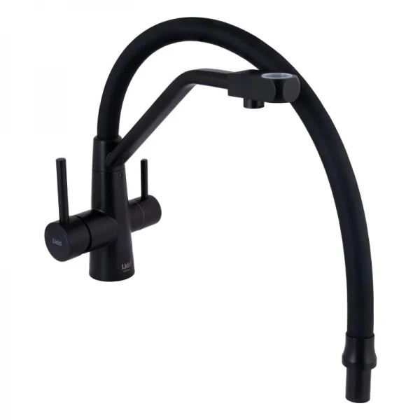 Смеситель для кухни Lidz Aria 020F3 с гибким изливом с подключением для питьевой воды (k35) LDARI020F3BLA39212 BLA