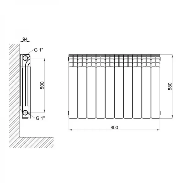 Радиатор алюминиевый Thermo Alliance All-Vulcan 500/96 1,05 кг