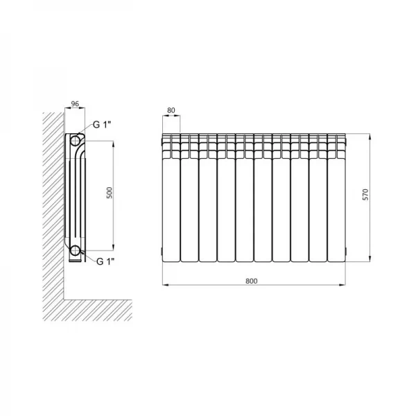 Радиатор биметаллический Thermo Alliance Bi-Vulcan 500/96 1,76 кг