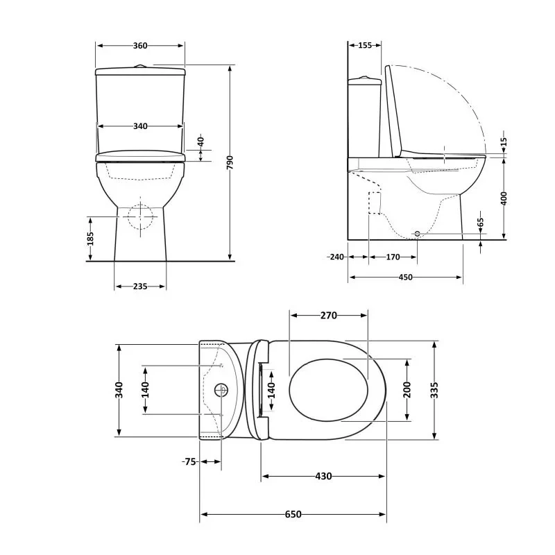 Унитаз-компакт Qtap Presto безободковый с сиденьем Soft-close QT24221217AW