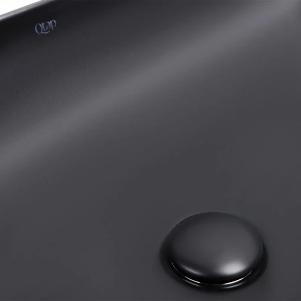 Раковина-чаша Qtap Robin 610х400х145 Matt black с донным клапаном QT132143PMBMB