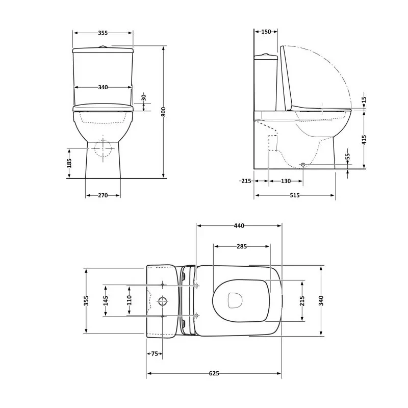 Унитаз-компакт Qtap Nando безободковый с сиденьем Soft-close QT12221222AW