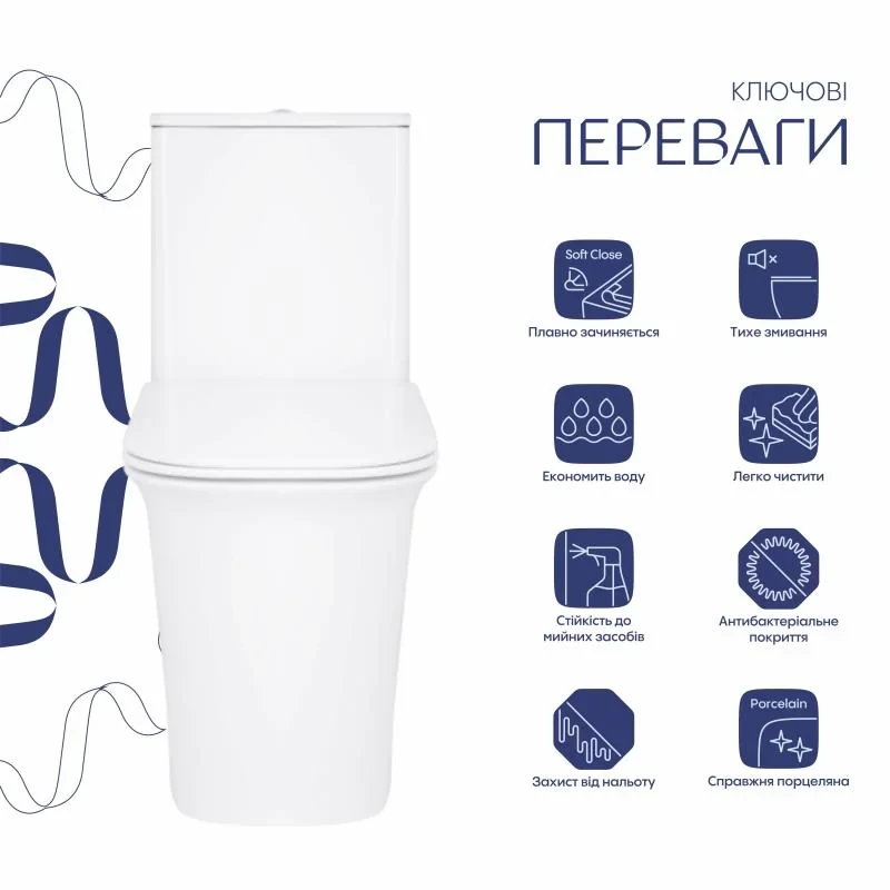 Унитаз-компакт Qtap Nando безободковый с сиденьем Soft-close QT12221222AW