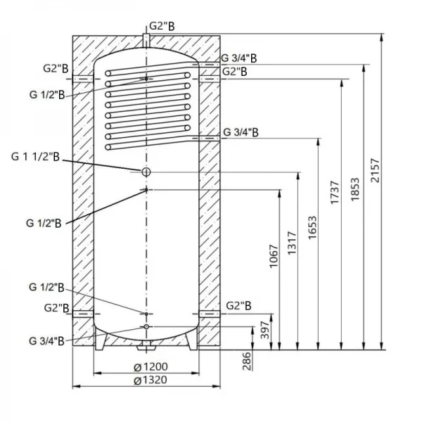 Теплоаккумулятор Thermo Alliance TAI-10 2000 с теплообменником 1,4 кв. м с изоляцией 60 мм