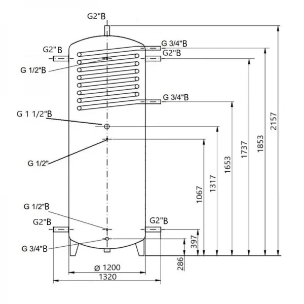Теплоаккумулятор Thermo Alliance TAI-10 2000 с теплообменником 1,4 кв. м без изоляции