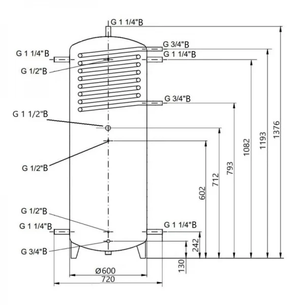 Теплоаккумулятор Thermo Alliance TAI-10 350 с теплообменником 1,4 кв. м без изоляции