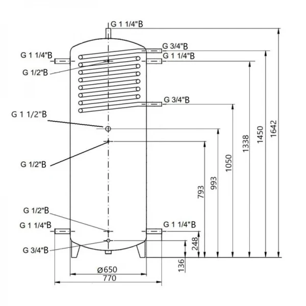 Теплоаккумулятор Thermo Alliance TAI-10 500 с теплообменником 1,4 кв. м без изоляции