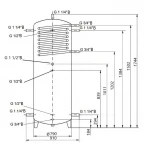 Теплоаккумулятор Thermo Alliance TAI-10 750 с теплообменником 1,4 кв. м без изоляции