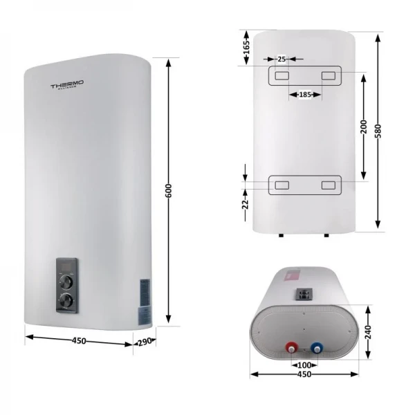 Водонагреватель электрический Thermo Alliance 30 л плоский вертикальный, сухой ТЭН 2 кВт (0,8+1,2) DT30V20G(PD)-D/2