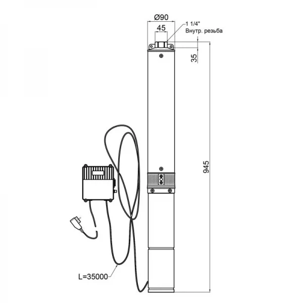 Насос погружной центробежный Thermo Alliance 4SSM2-15 0,75 кВт с пультом
