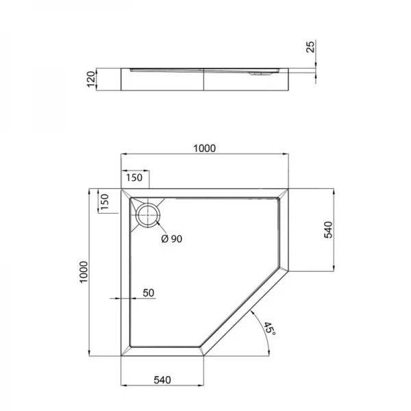 Душевой поддон Qtap Diamond 301112 100x100x12 см + сифон