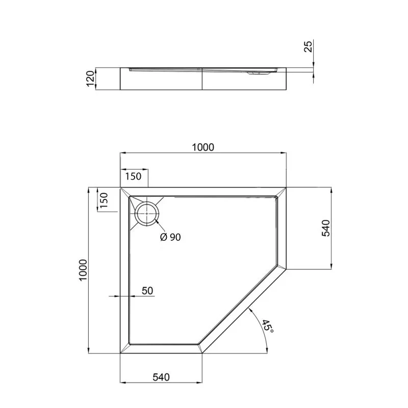 Душевой поддон Qtap Diamond 301112 100x100x12 см + сифон