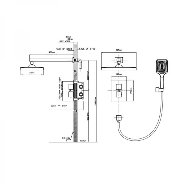 Душевая система универсальная Qtap Aquarius термостатическая скрытого монтажа на два потребителя QTAQA65T103NGC Chrome