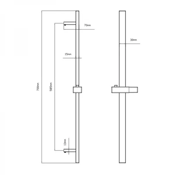 Душевая стойка с держателем универсальная Qtap Lepit 705 мм прямоугольная QTLEP82103NC Chrome