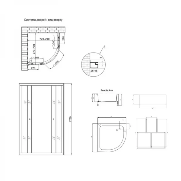 Душевая кабина Lidz Latwa SC80x80.SAT.MID.GR, стекло тонированное 4 мм без поддона