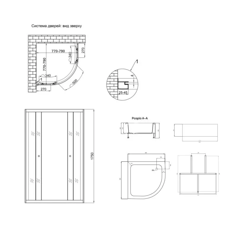 Душевая кабина Lidz Latwa SC80x80.SAT.MID.GR, стекло тонированное 4 мм без поддона