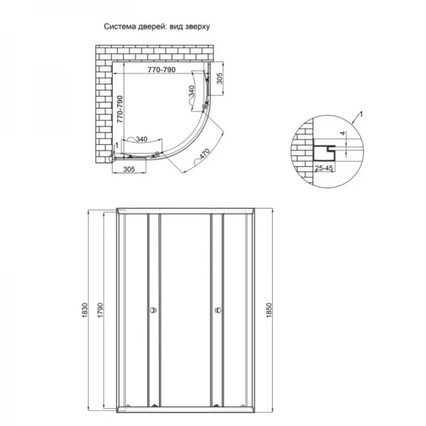 Душевая кабина Lidz Latwa SC80x80.SAT.LOW.GR, стекло тонированное 4 мм без поддона