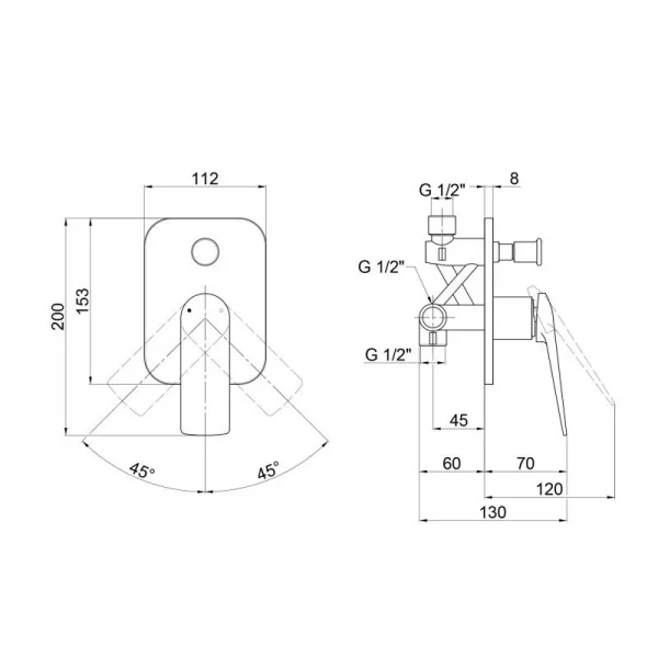Смеситель для душа Qtap Vlasta скрытого монтажа на два потребителя QTVLA6028102NC Chrome