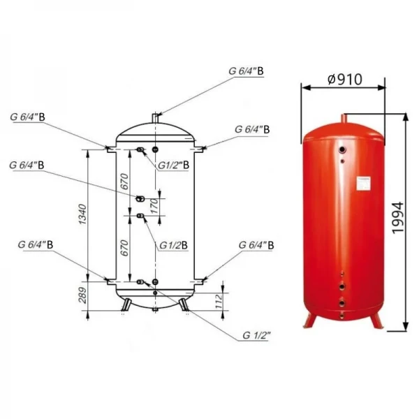 Теплоаккумулятор Thermo Alliance TA-ТАМ-00 1000 без изоляции