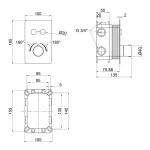 Смеситель для душа Qtap Votice термостатический скрытого монтажа на два потребителя QTVOT6442T105NKB Black Matt