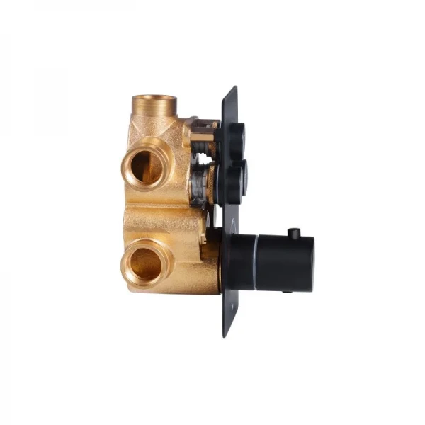 Смеситель для душа Qtap Votice термостатический скрытого монтажа на три потребителя QTVOT6443T105NKB Black Matt