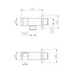 Подключение с держателем для шланга Qtap Spojeni прямоугольное QTCRBBH025 Black Matt