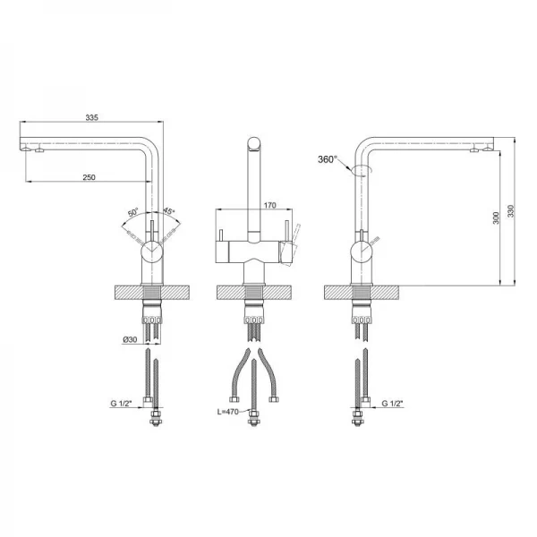 Смеситель для кухни Lidz Aria 020F1 (k35) LDARI020F1NKS43359 Nickel