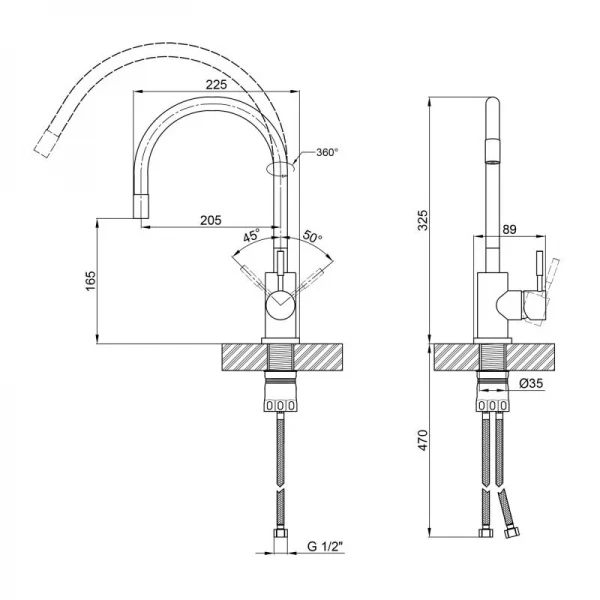 Смеситель для кухни Lidz Aria 015F3 с гибким изливом (k35) LDARI015F3WHI43362 White / Nickel