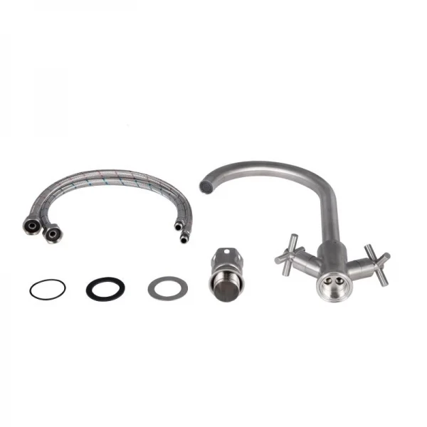 Змішувач для кухні Lidz Wind 013F двохвентильний LDWIN013FNKS43390 Nickel