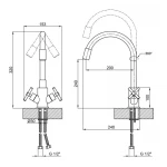 Смеситель для кухни Lidz Wind 013F3 двухвентильный с гибким изливом LDWIN013F3NKS43392 Nickel