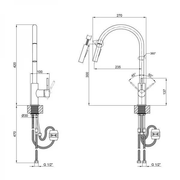 Смеситель для кухни Lidz Aria 015FL2 (k35) LDARI015FL2NKS43397 Nickel