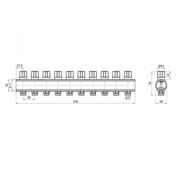 Коллектор Icma с регулировочными вентилями 1