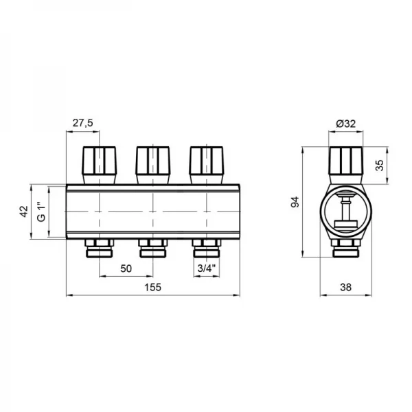 Коллектор Icma с регулировочными вентилями 1