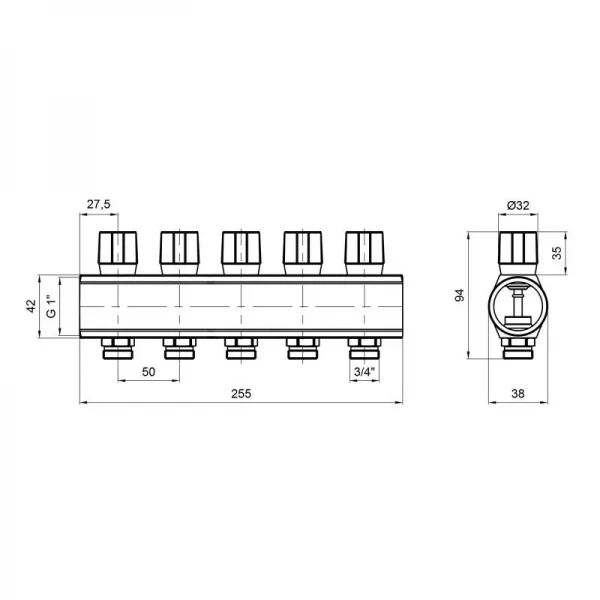 Коллектор Icma с регулировочными вентилями 1