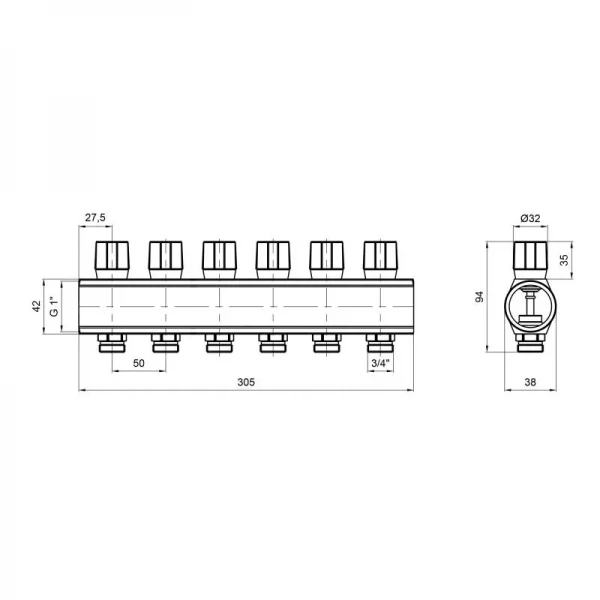 Коллектор Icma с регулировочными вентилями 1
