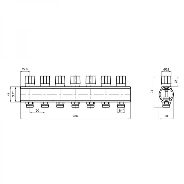 Коллектор Icma с регулировочными вентилями 1