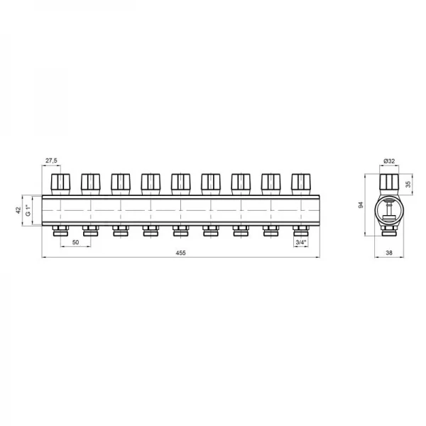 Коллектор Icma с регулировочными вентилями 1