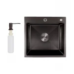 Мойка для кухни интегрированная Lidz Handmade H5050B (LDH5050BPVD43619) Brushed Black PVD 3,0/1,0 мм