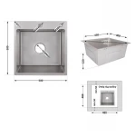 Мойка для кухни интегрированная Lidz Handmade H5050G (LDH5050GPVD43620) Brushed Grey PVD 3,0/1,0 мм