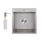 Мойка для кухни интегрированная Lidz Handmade H5050G (LDH5050GPVD43620) Brushed Grey PVD 3,0/1,0 мм