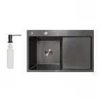 Мойка для кухни интегрированная Lidz Handmade H7849BR крыло справа (LIDZH7849BRPVD3008) Brushed Black PVD 3,0/1,0 мм