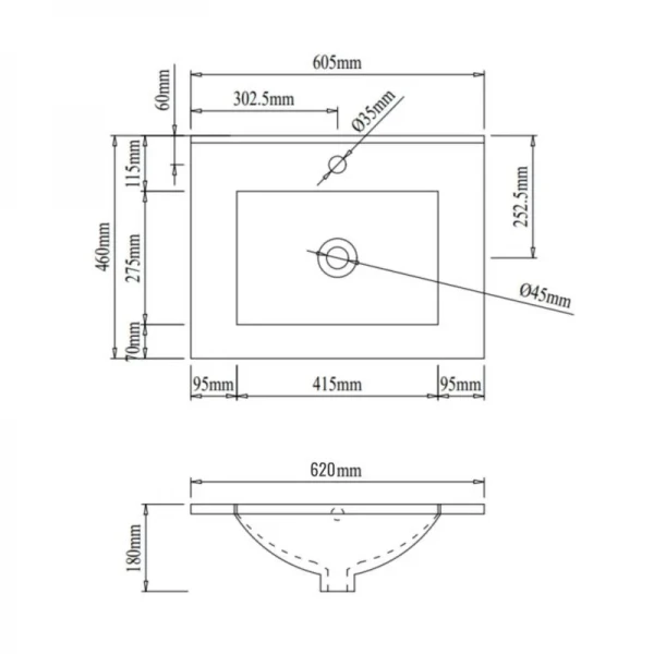 Раковина Qtap Albatross 620х460х180 White без донного клапана QT01113060CW1
