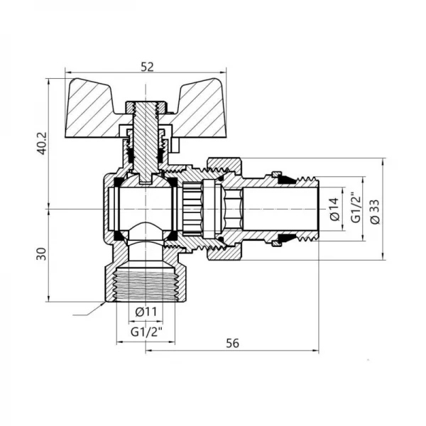 SD Кран Американка с антипротечкой угловой 1/2 PN40 конус   SD901NW15PN40